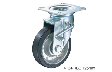 ハンマーキャスター 重荷重 413J (φ100～150)(プレート式・自在・トータルロック付)(三価クロメート)